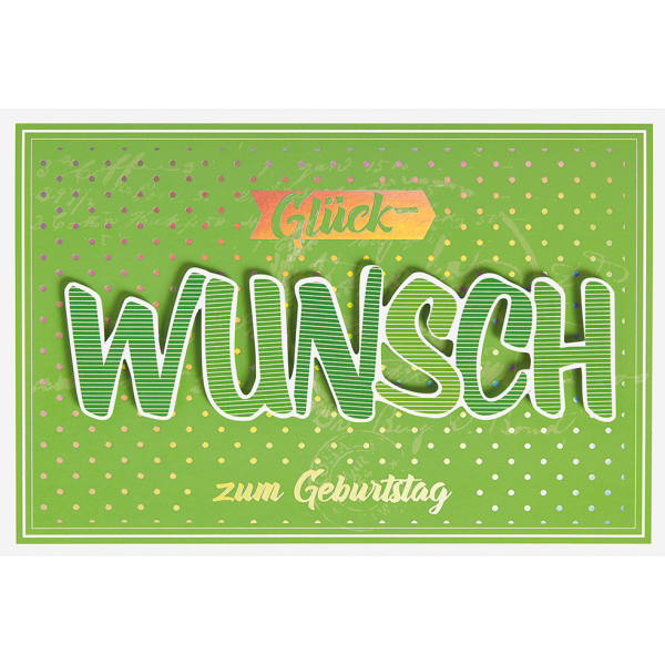 Perleberg-751-0196- Glückwunschkarte im Format 11,6 x 16,6 cm mit Briefumschlag - Anlass/Spruch: GlückWUNSCH zum Geburtstag