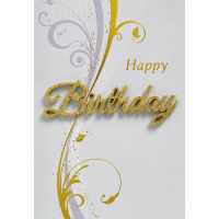 A Geburtstag Happy Birthday floral silber-gold...