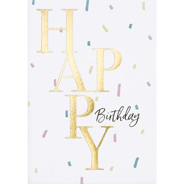 Geburtstag Glückwunschkarte mit Umschlag Pastel Collection Happy Birthday Konfetti