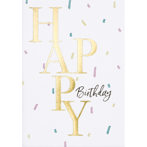 Geburtstag Glückwunschkarte mit Umschlag Pastel Collection Happy Birthday Konfetti