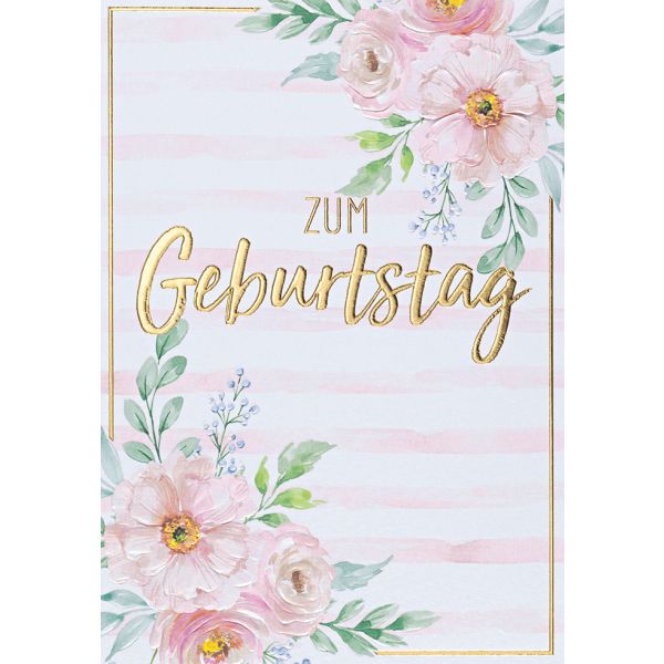 Geburtstag Glückwunschkarte mit Umschlag Pastel Collection Zum Geburtstag Blumen