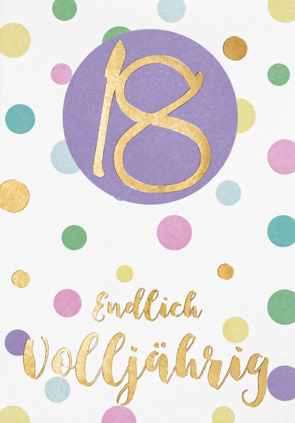18. Geburtstag – Volljährigkeit - Pastel Collection - Glückwunschkarte im Format 11,5x17cm mit Umschlag