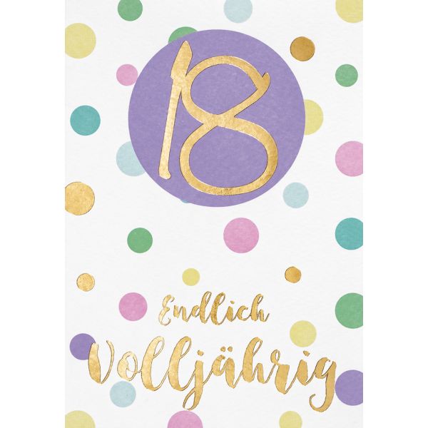 18. Geburtstag Volljährigkeit Pastell Punkte Pastell Collection Glückwunschkarte mit Umschlag