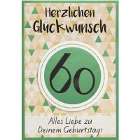 A 60. Geburtstag abstrakt Dreiecke grün-beige...