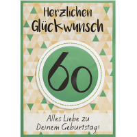 A 60. Geburtstag abstrakt Dreiecke grün-beige...