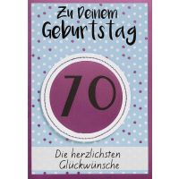 70. Geburtstag Lila-blaue Punkte Glückwunschkarte...