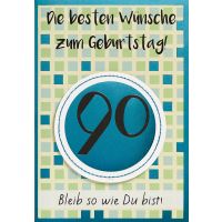 90. Geburtstag abstrakt blau-grüne Quadrate...