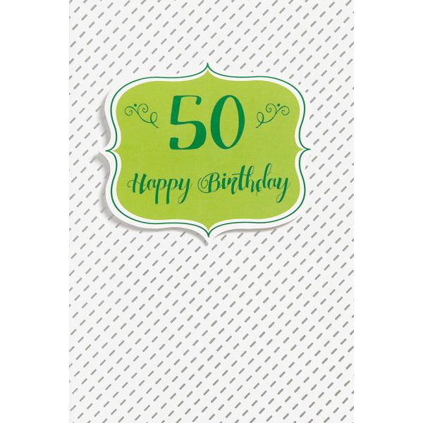 A Geburtstag Zahl Glückwunschkarte mit Umschlag  50 Happy Birthday grün