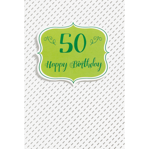 A Geburtstag Zahl Glückwunschkarte mit Umschlag  50 Happy Birthday grün