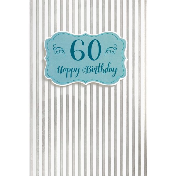 A Geburtstag Zahl Glückwunschkarte mit Umschlag  60 Happy Birthday türkis