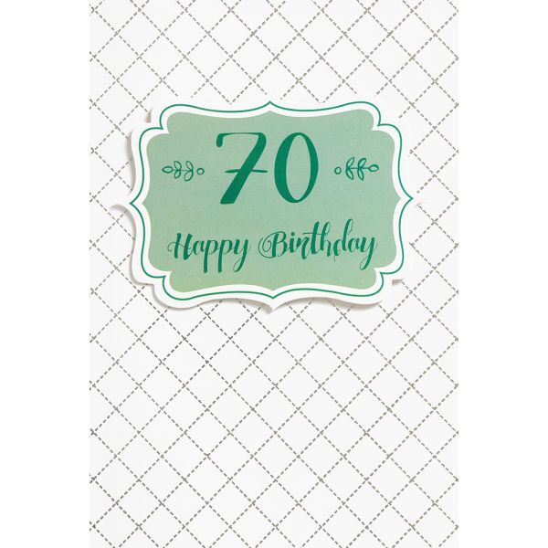 A Geburtstag Zahl Glückwunschkarte mit Umschlag  70 Happy Birthday mint