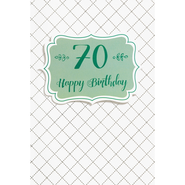 A Geburtstag Zahl Glückwunschkarte mit Umschlag  70 Happy Birthday mint