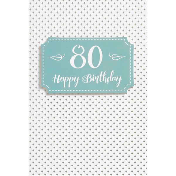 A Geburtstag Zahl Glückwunschkarte mit Umschlag  80 Happy Birthday hellblau