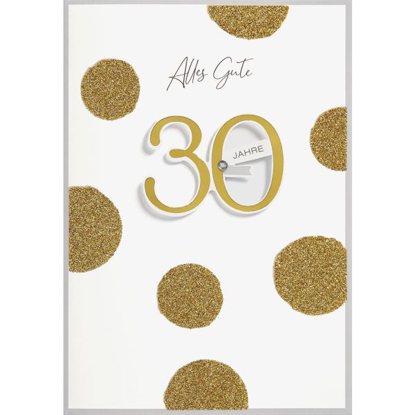 30. Geburtstag alles Gute goldene Punkte Glückwunschkarte mit Umschlag