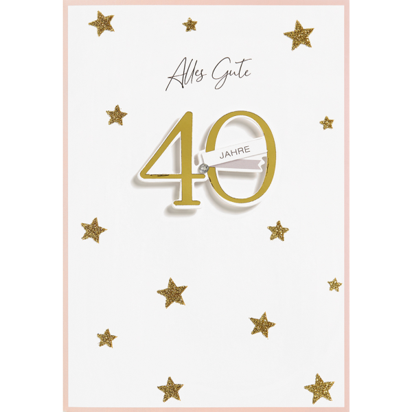 40. Geburtstag goldene Sterne Glückwunschkarte mit Umschlag