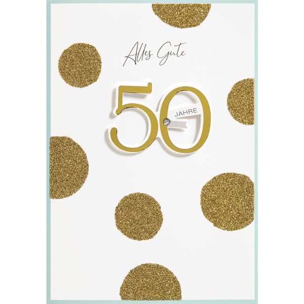 50. Geburtstag Alles Gute goldene Punkte Glückwunschkarte mit Umschlag