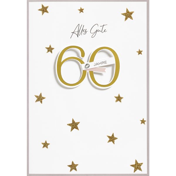 60. Geburtstag Alles Gute goldene Sterne Glückwunschkarte mit Umschlag