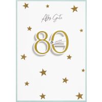 80. Geburtstag goldene Sterne Glückwunschkarte mit...