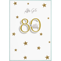 80. Geburtstag goldene Sterne Glückwunschkarte mit...