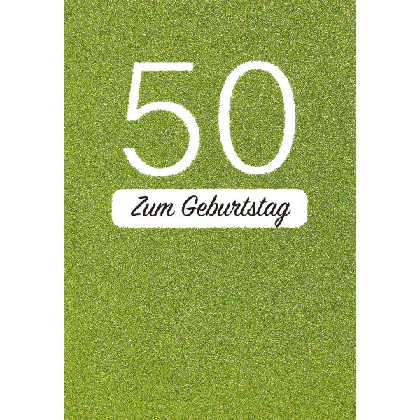 50. Geburtstag Zum Geburtstag grün Glitzer Glückwunschkarte mit Umschlag