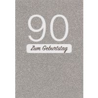 90. Geburtstag 90 Glitzer Silber Glückwunschkarte...