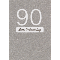 90. Geburtstag 90 Glitzer Silber Glückwunschkarte...