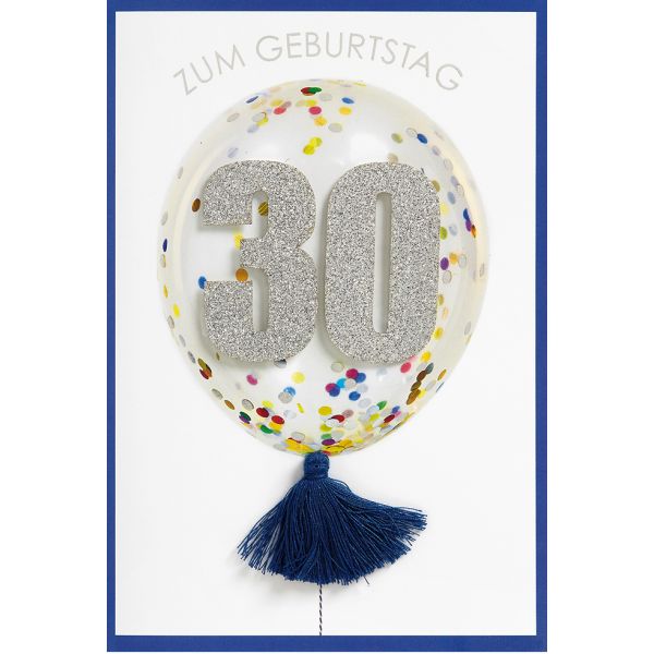 30. Geburtstag Konfetti Ballon Glückwunschkarte mit Umschlag
