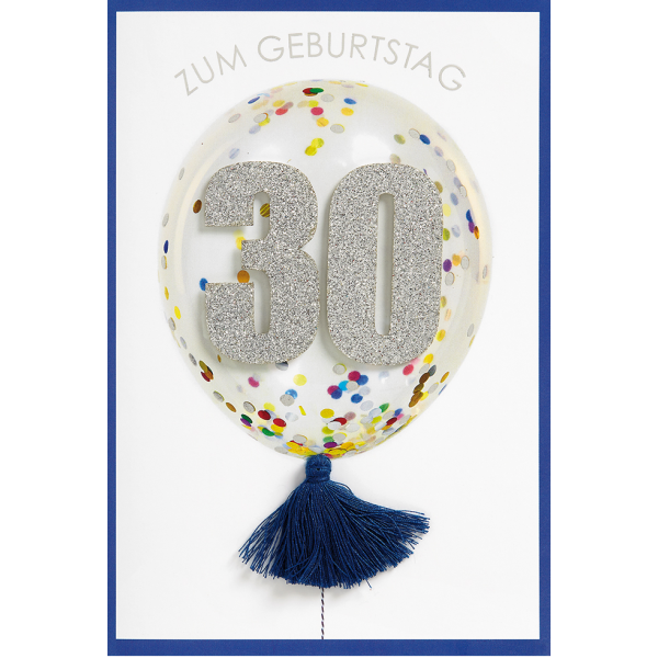 30. Geburtstag Konfetti Ballon Glückwunschkarte mit Umschlag