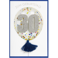 30. Geburtstag Konfetti Ballon Glückwunschkarte mit...