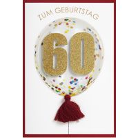 60. Geburtstag Konfetti Ballon Glückwunschkarte mit...