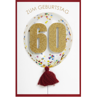 60. Geburtstag Konfetti Ballon Glückwunschkarte mit...