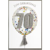 70. Geburtstag Konfetti Ballon Glückwunschkarte mit...