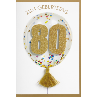 80. Geburtstag Konfetti Ballon Glückwunschkarte mit...