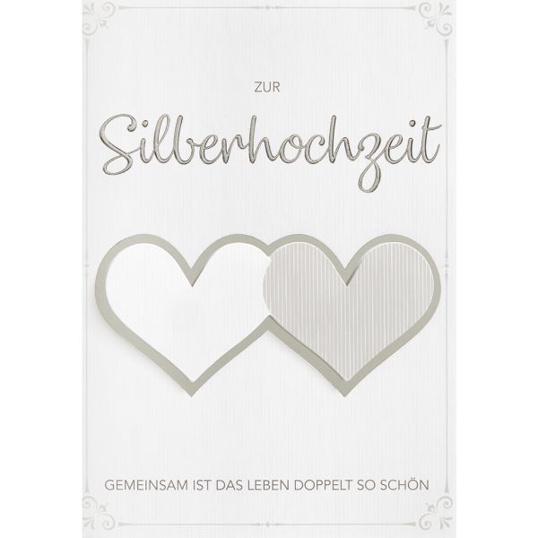 Silberhochzeit Glückwunschkarte mit Umschlag  Zur Silberhochzeit Gemeinsam ist das Leben doppelt so schön Herzen