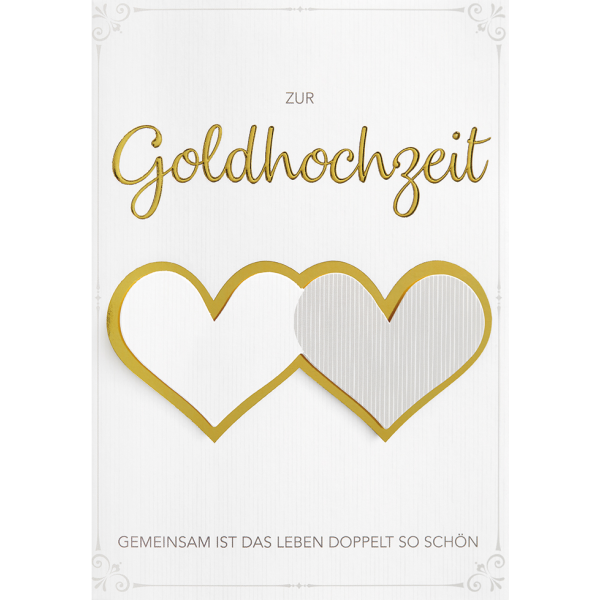 Goldhochzeit Glückwunschkarte mit Umschlag  Zur Goldhochzeit Gemeinsam ist das Leben doppelt so schön Herzen
