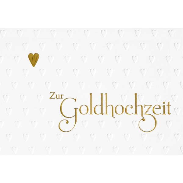 Goldhochzeit Glückwunschkarte mit Umschlag Goldherz Querformat Zur Goldhochzeit
