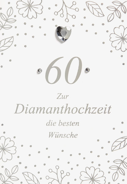 Diamanthochzeit – 60. Hochzeitstag - Glückwunschkarte im Format 11,5x17cm mit Umschlag
