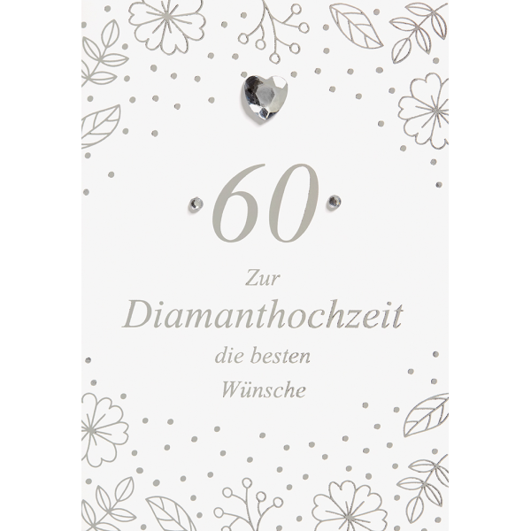 Diamanthochzeit 60. Hochzeitstag Glückwunschkarte mit Briefumschlag Diamantherz