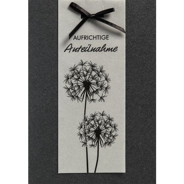 Trauer Kondolenz Beileidskarte mit Briefumschlag Pusteblume Schleife Aufrichtige Anteilnahme