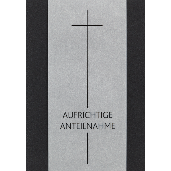 Trauer Kondolenz Beileidskarte mit Briefumschlag Kreuz Aufrichtige Anteilnahme