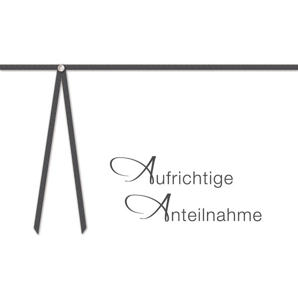Trauer Kondolenz Beileidskarte mit Briefumschlag Querformat Band Aufrichtige Anteilnahme