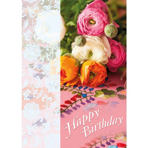 A Geburtstag Happy Birthday Blumen Glückwunschkarte mit Umschlag
