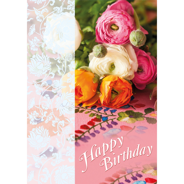 A Geburtstag Happy Birthday Blumen Glückwunschkarte mit Umschlag