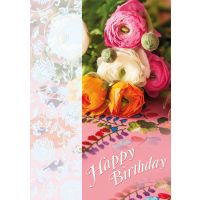 A Geburtstag Happy Birthday Blumen Glückwunschkarte...