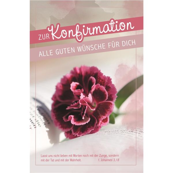 AV Konfirmation rote Blume liest Bibel Glückwunschkarte mit Umschlag