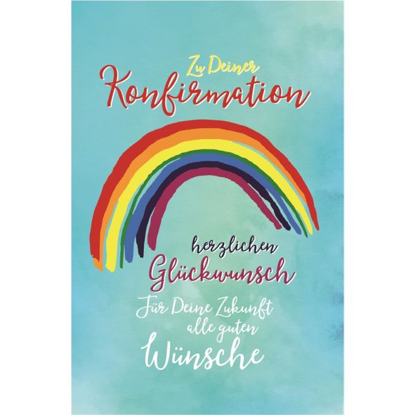 AV Konfirmation Regenbogen herzliche Glückwünsche Glückwunschkarte mit Umschlag