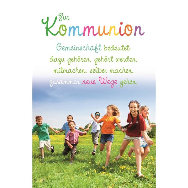 AV - Kommunion - Glückwunschkarte im Format 11,5 x 17 cm mit Umschlag - Kinder auf Wiese  - "Zur Kommunion" - Skorpion