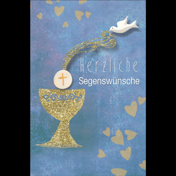 AV Segenswünsche Kommunion Firmung Jugendweihe Konfirmation Karte mit Umschlag Allgemeine Segenswünsche Kelch Taube