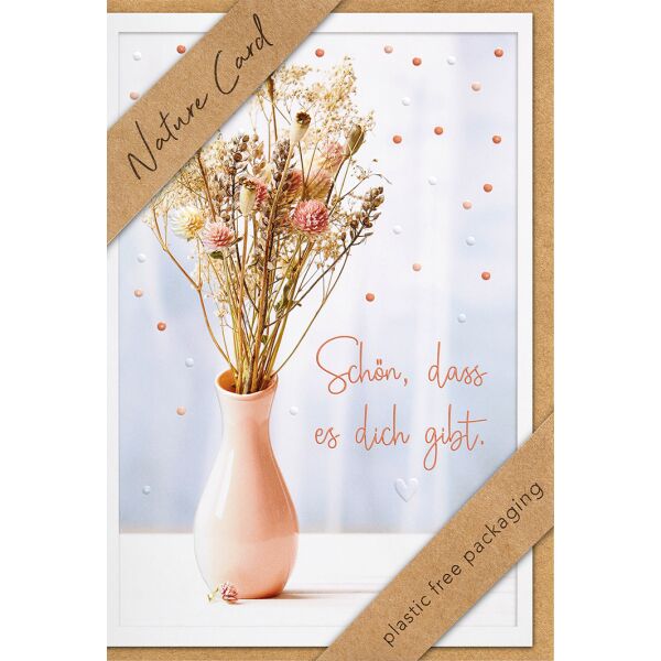 Allgemeine Wünsche Nature Cards unverpackte Glückwunschkarte mit Umschlag Blumen in Vase
