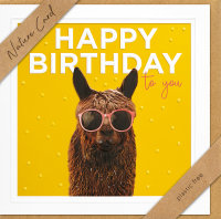 Geburtstag – Nature Cards – unverpackt - Glückwunschkarte im Format 15,5 x 15,5 cm mit Briefumschlag – Lama